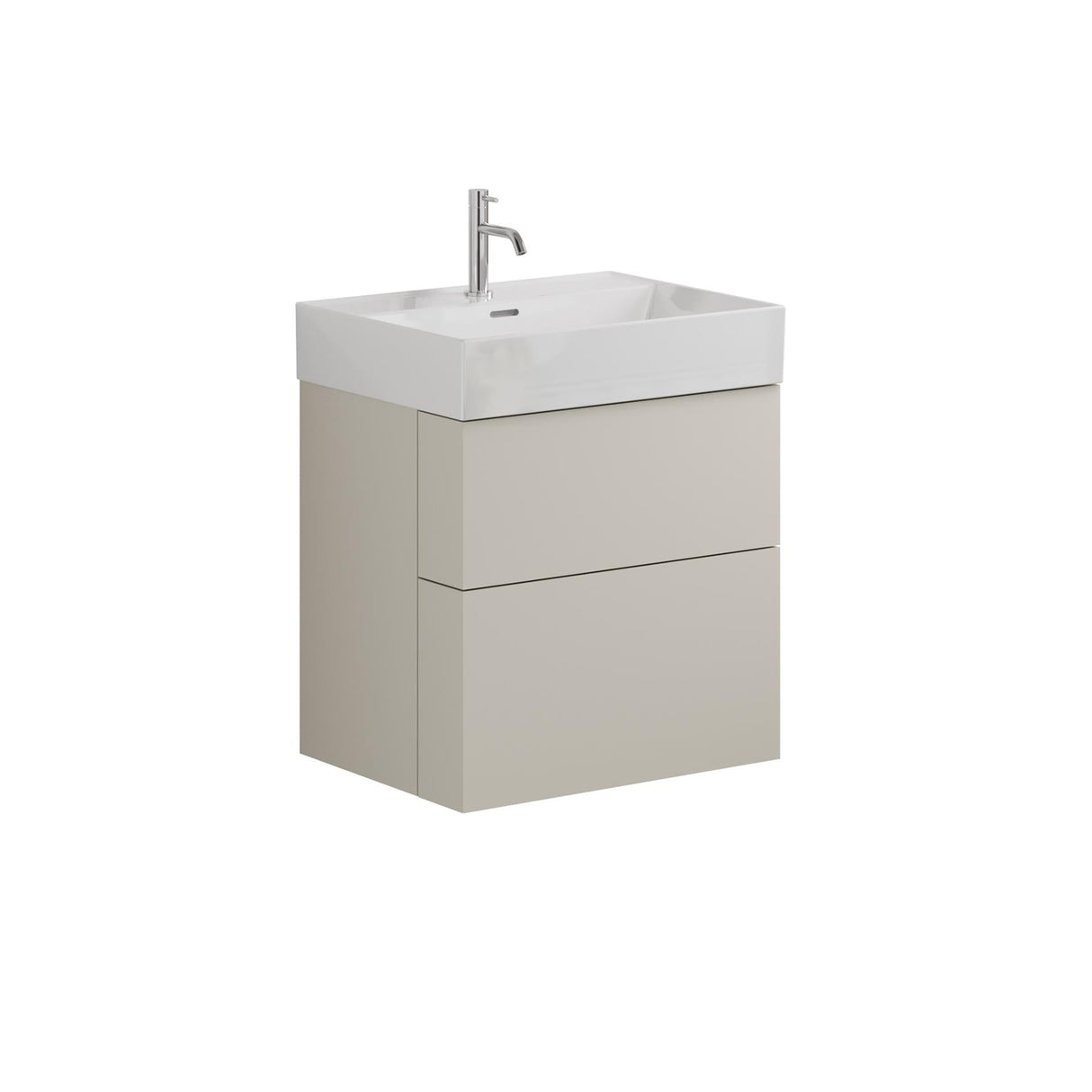 Crosswater Wall Mounted Vanity Unit Warm Stone / 1 Hole Crosswater Avenue Vanity Unit with Basin - 600mm - Two Drawer - Wall Mounted