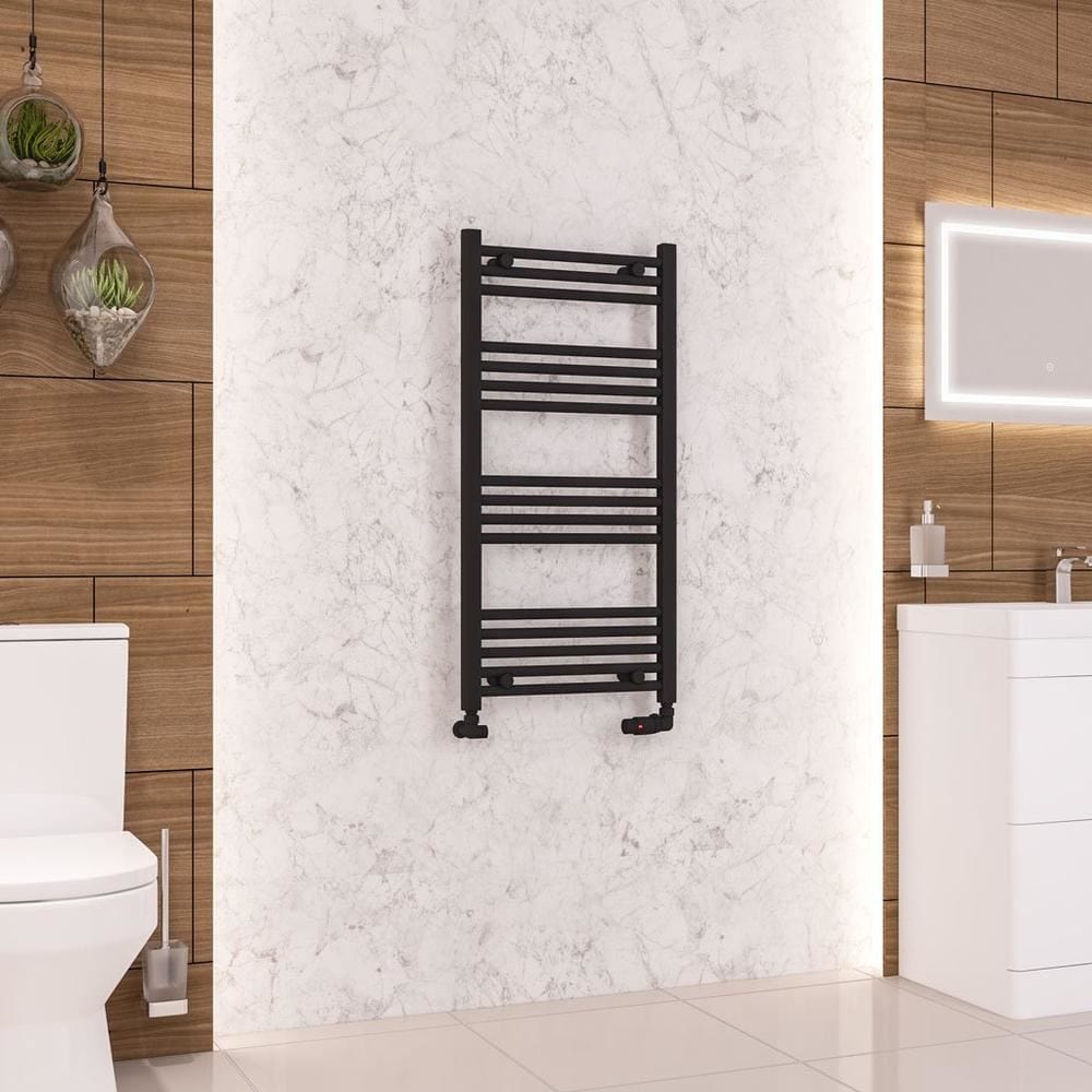Eastbrook Ladder Rails 1000 x 500 / Central Heating Eastbrook Wendover Straight Vertical Heated Towel Rail in Matt Black