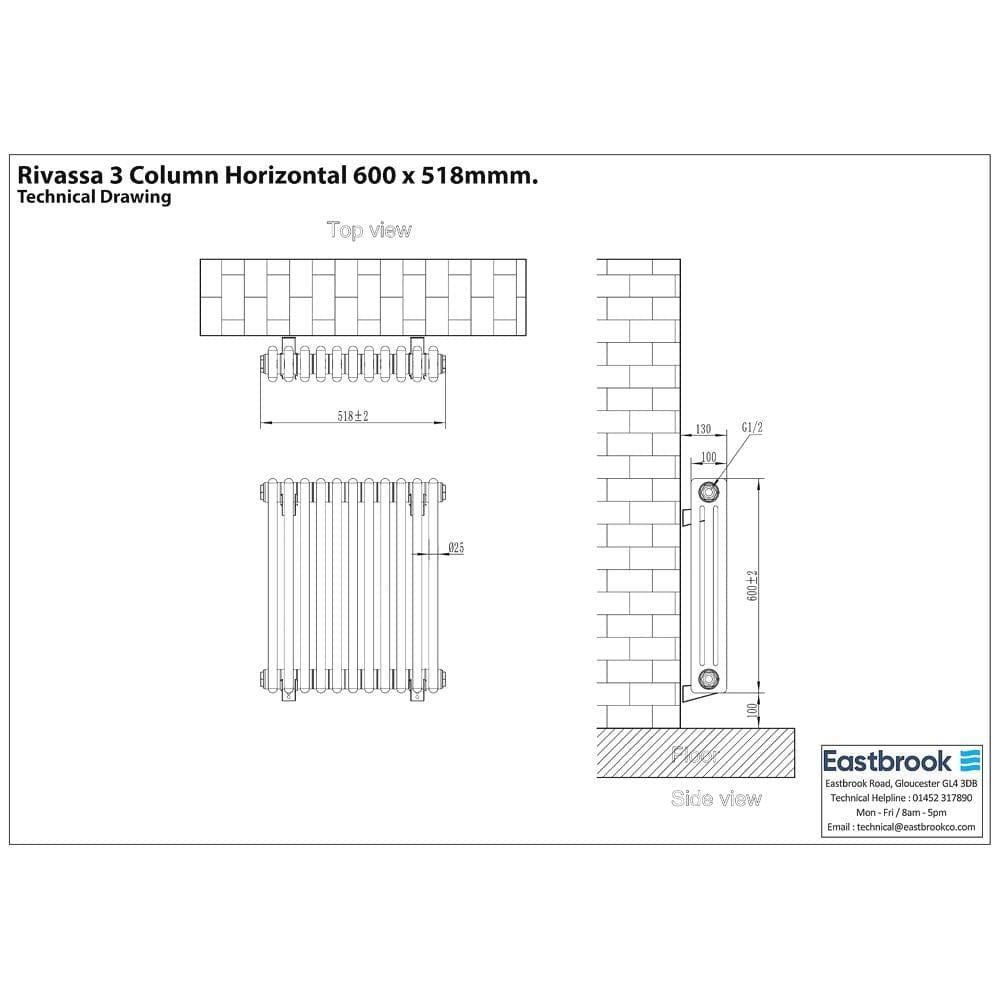 Eastbrook Eastbrook Rivassa Traditional 3 Column Radiator in Matt Anthracite