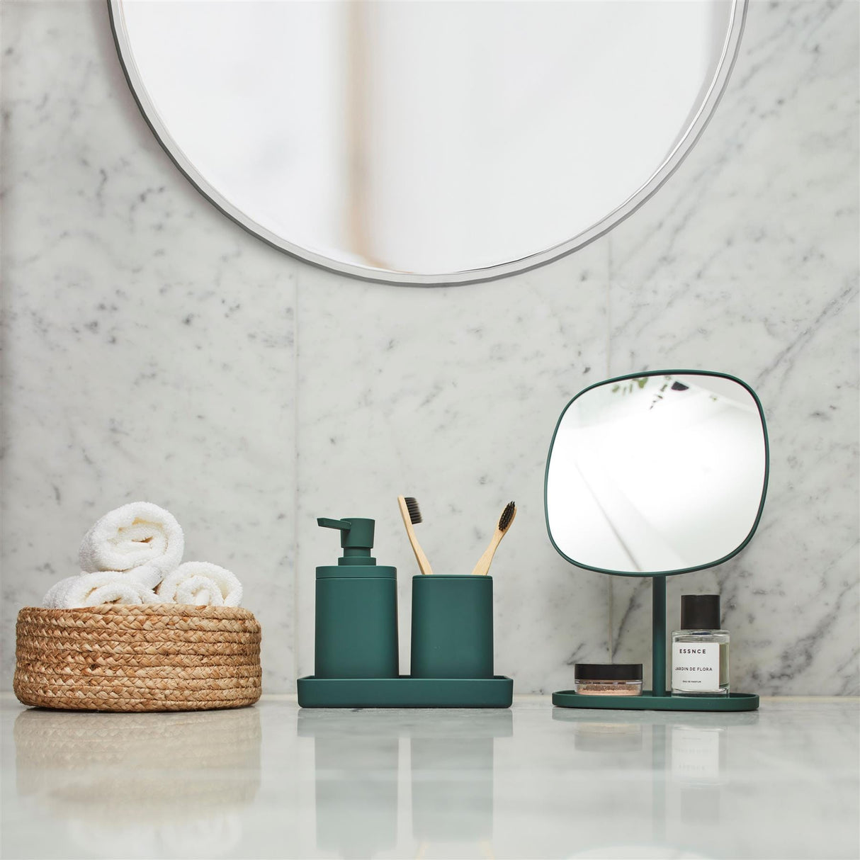 Smedbo Beslagsboden Glow Freestanding Square Magnifing Mirror with Tray