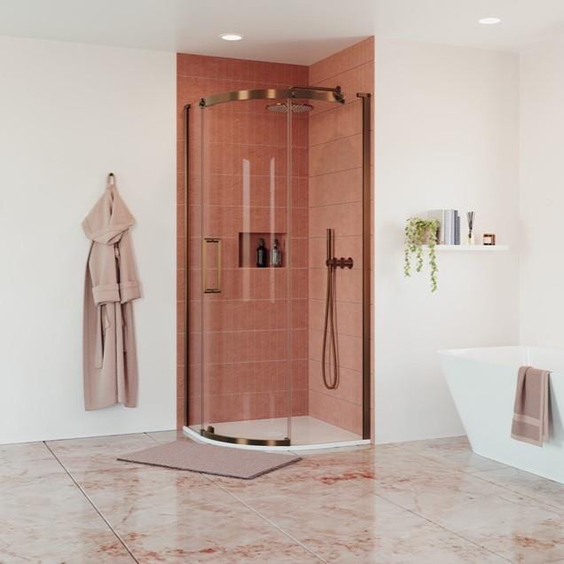 Crosswater Quadrant Shower Enclosure Brushed Bronze / 900 x 900mm / Left Hand Crosswater Optix Single Door Quadrant Shower Enclosure