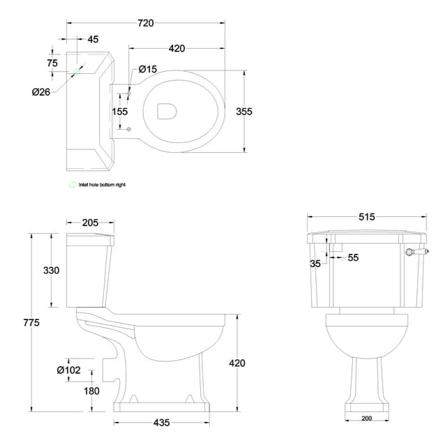 Burlington Close Coupled Toilet Burlington Standard Close Coupled Toilet