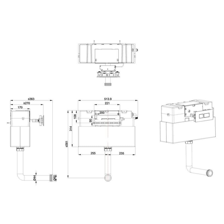 Britton Concealed Cistern Britton Concealed Front/Top Access Cistern with Chrome Rectangular Dual Flush Plate
