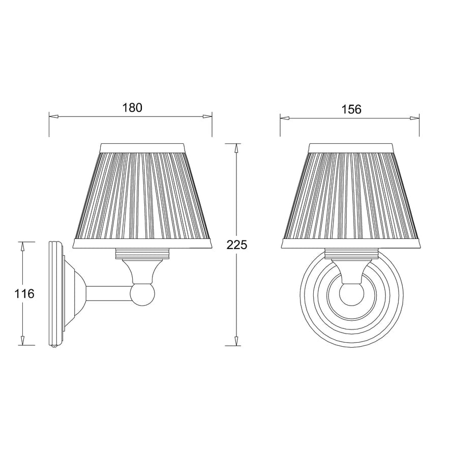 Burlington Bathroom Lighting Burlington LED Round Bathroom Wall Light with Chrome Base and Chiffon Silver Shade