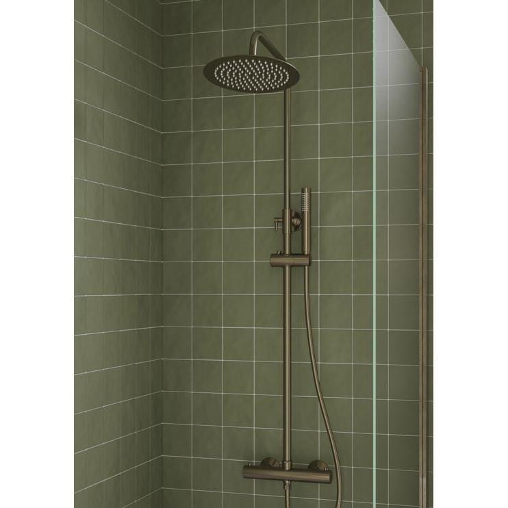 Aquarius Shower Set Aquarius Zanelli Round Exposed Valve Adjustable Shower Set in Brushed Bronze