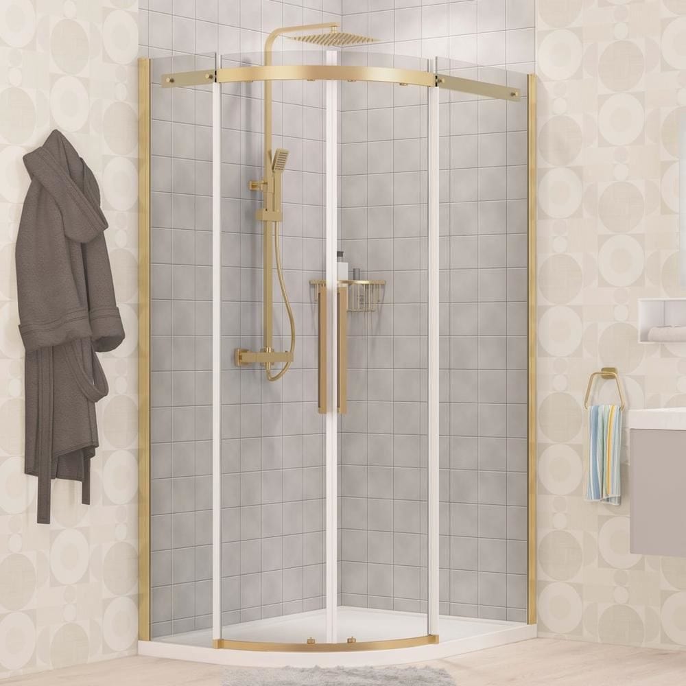 Eastbrook Quadrant Shower Enclosure Brushed Brass / 1200 x 800mm / Left Handed Eastbrook Corniche 2000 8mm Quadrant Shower Enclosure