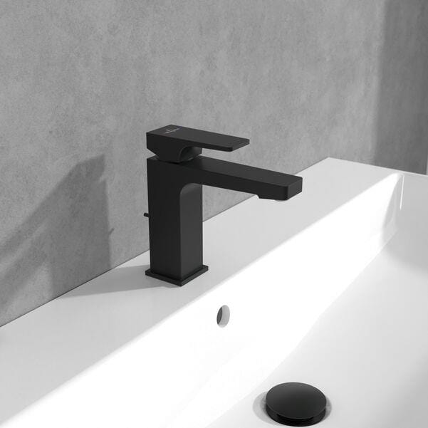Villeroy & Boch Mono Basin Tap Matt Black / Yes Villeroy & Boch Architectura Square Basin Mixer Tap