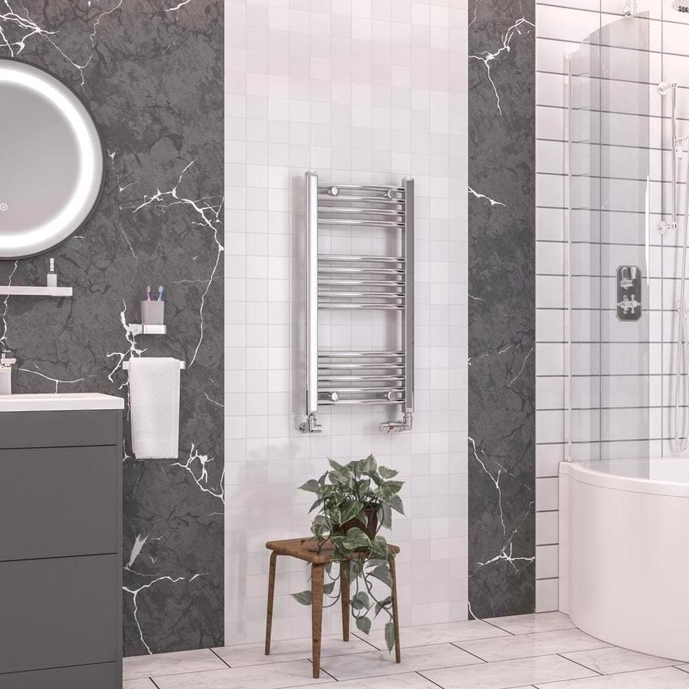 Eastbrook Wendover Curved Vertical Heated Towel Rail in Chrome