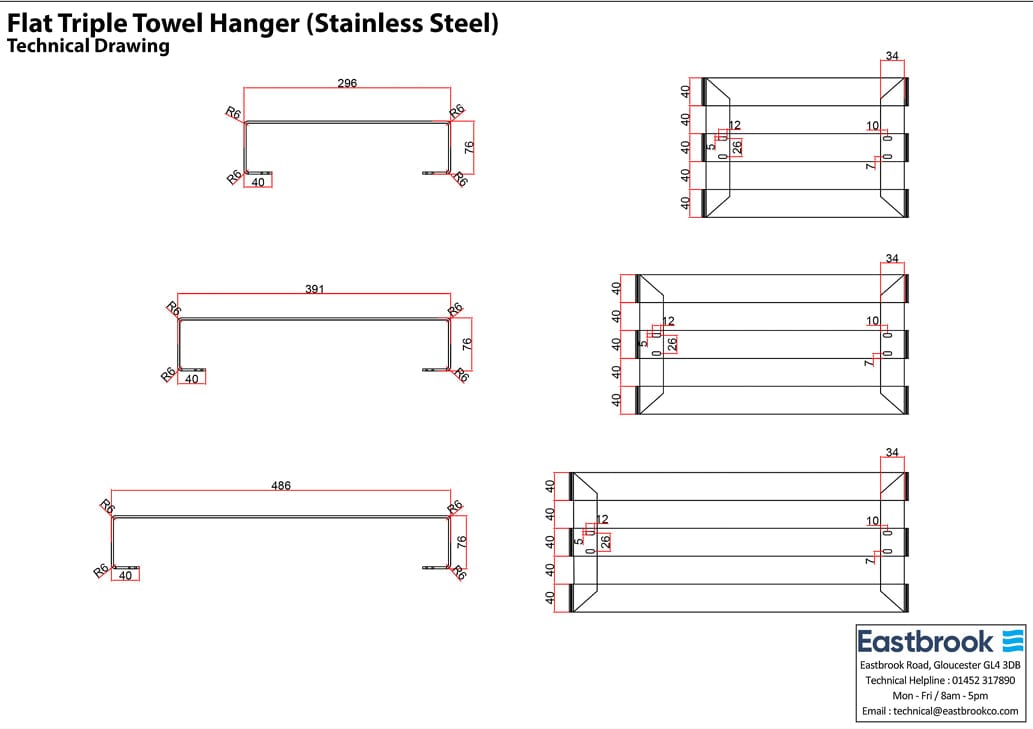 Eastbrook Radiator Towel Hanger Eastbrook Flat Triple Towel Hanger