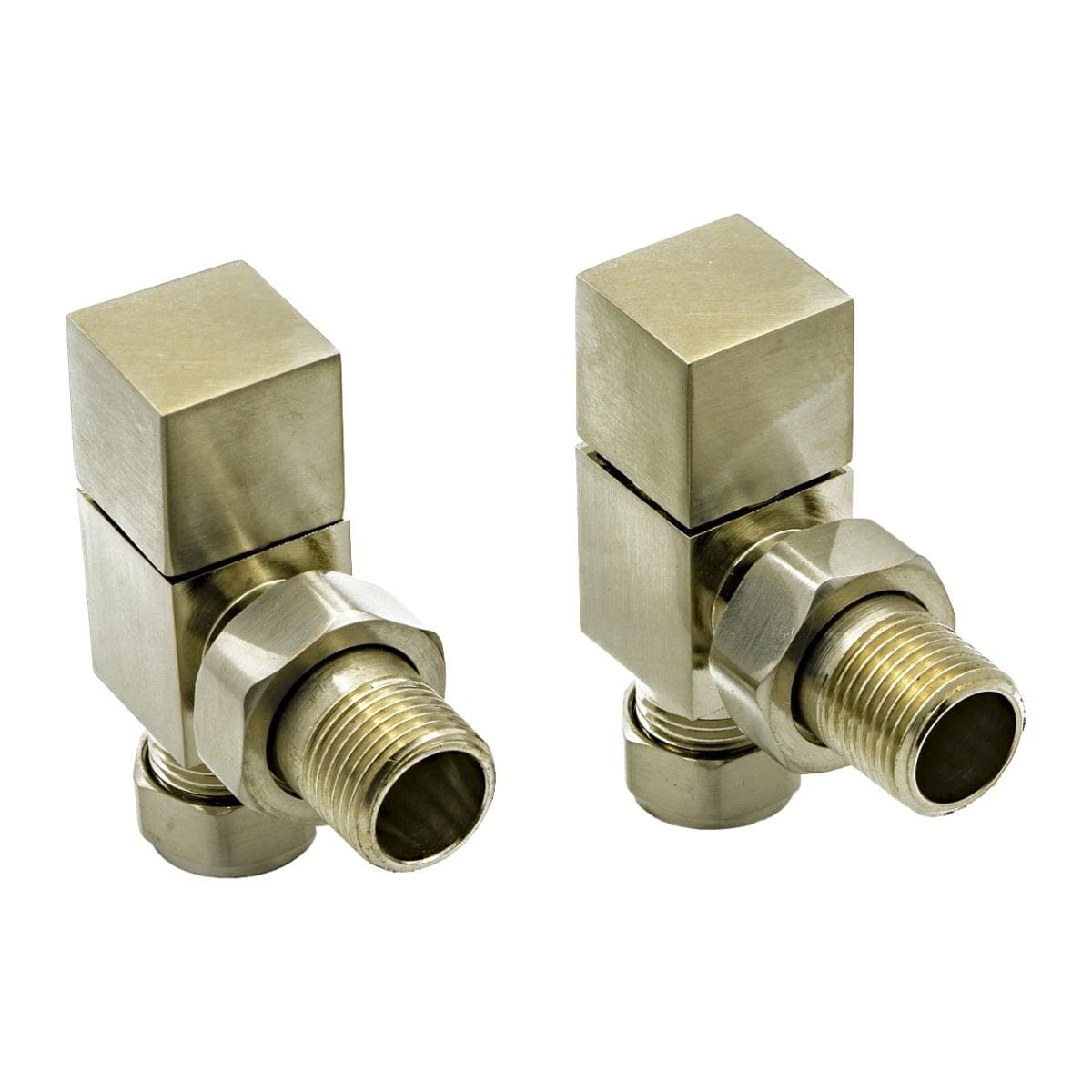 Reina Radiator Valve Brushed Reina Loge Angled Radiator Valves