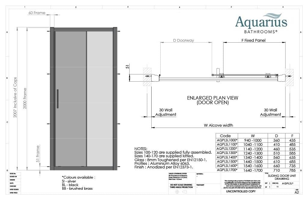 Aquarius Sliding Shower Door Aquarius Pluvia 8mm Sliding Shower Door