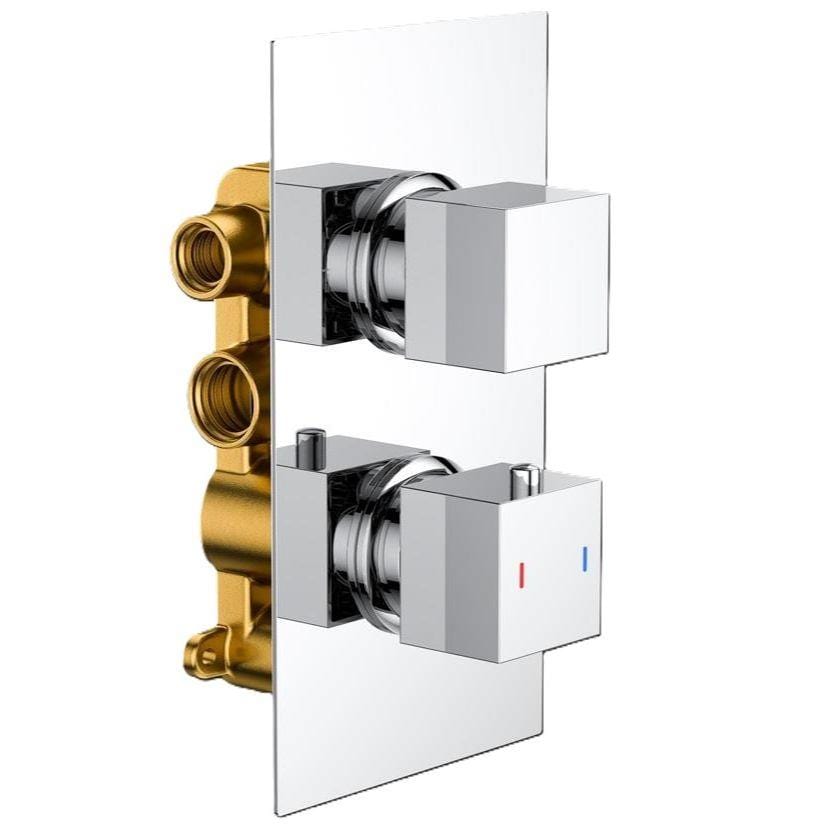 Aquarius Bathrooms Concealed Shower Valve Chrome Aquarius RainLux Square 2 Outlet Concealed Shower Valve