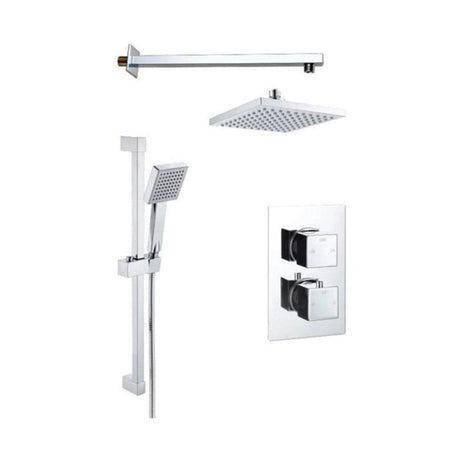 Aquarius Concealed Shower Set Chrome Aquarius Modern Square Shower Bundle with Riser