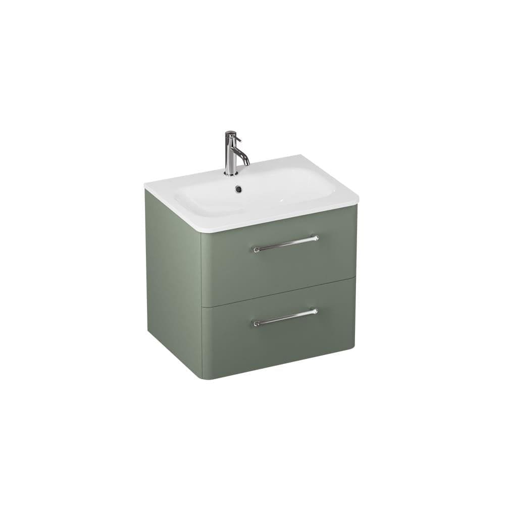 Britton Wall Mounted Vanity Unit Earthy Green / 1 Tap Hole Basin / Chrome Britton Camberwell Wall Mounted 600mm Vanity Unit with Basin or Worktop