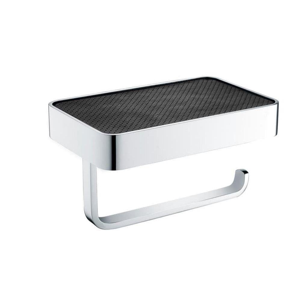 Eastbrook Toilet Roll Holder Eastbrook Vercelli Toilet Roll Holder with Leather Shelf in Chrome