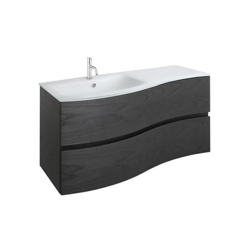 Crosswater Wall Mounted Vanity Unit Grey Ash / 1000mm / Ice White Basin - 1 Tap Hole Crosswater Svelte Wall Hung Vanity Unit with Basin