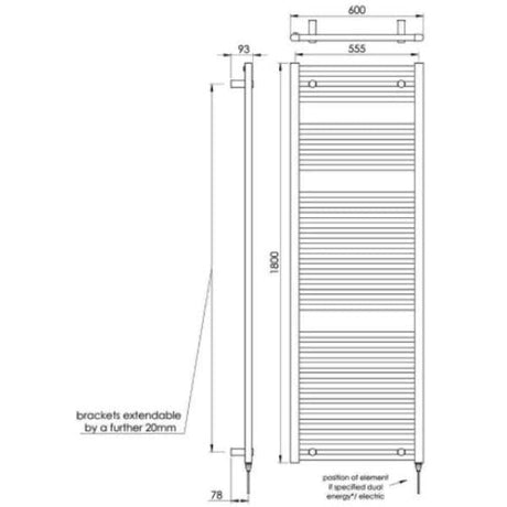 Vogue Vogue Focus Straight Towel Rail in Chrome