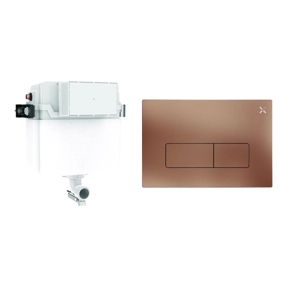 Crosswater Concealed Cistern MPRO Plate in Brushed Bronze Crosswater Dual Flush Concealed Cistern Set with Flush Plate - 414 x 143 x 387mm