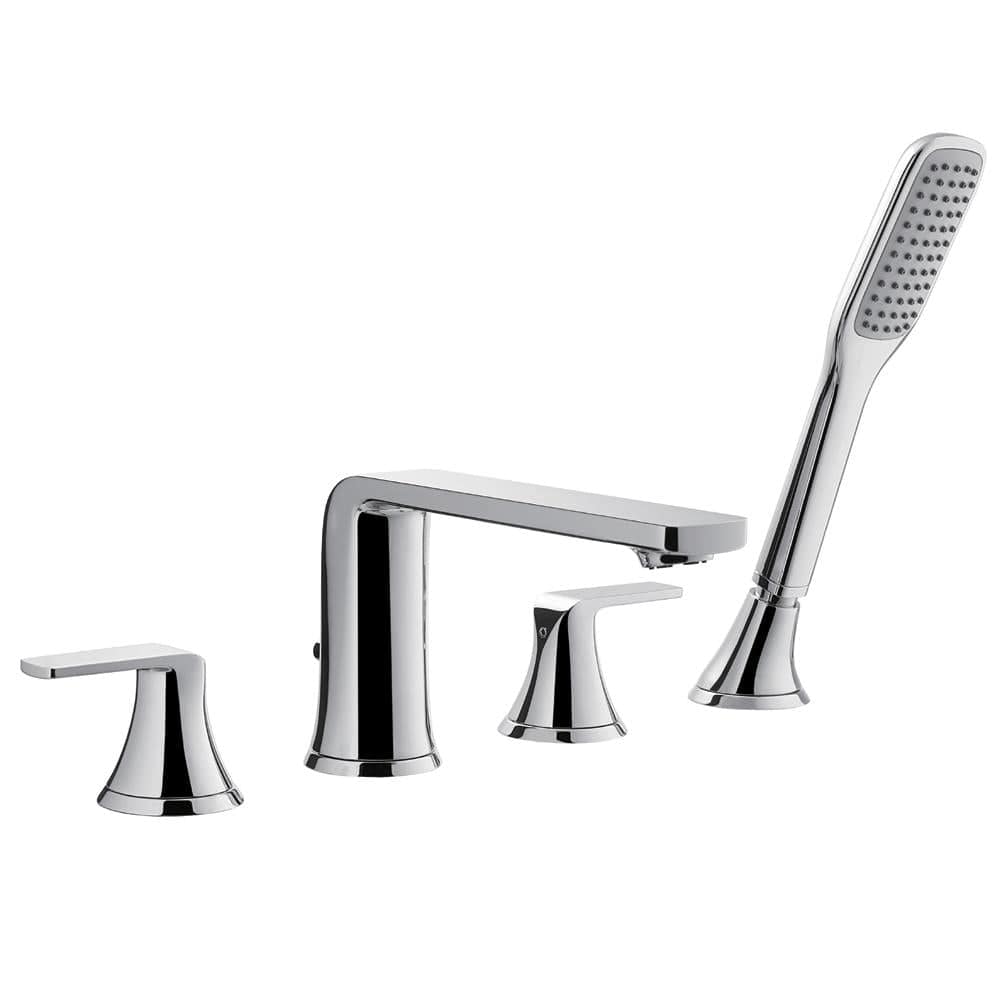 Flova 4 Tap Hole Bath Set Flova Fusion 4 Hole Bath And Shower Mixer Tap with Shower Set in Diamond Chrome