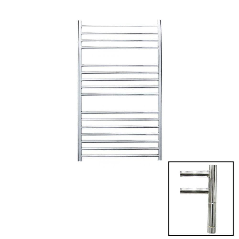 JIS Ladder Rail 1000 x 520mm / Satin Chrome / Electric Only with Cylindrical Adjustable Element JIS Sussex Steyning Vertical Stainless Steel Heated Towel Rail
