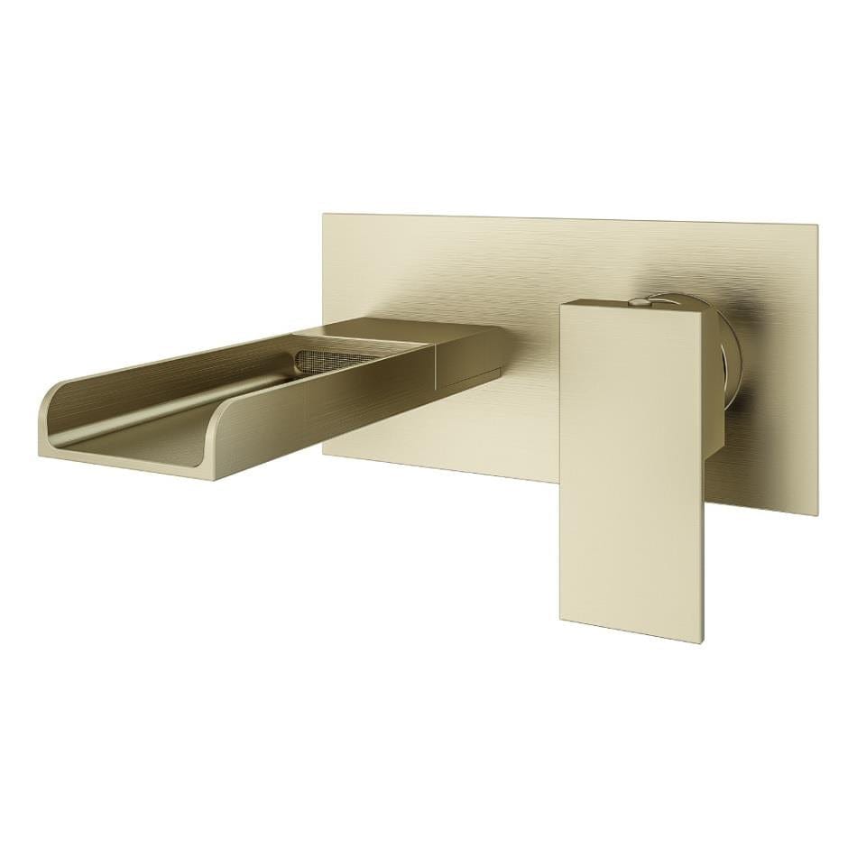 Aquarius Wall Mounted Bath Tap Brushed Brass Aquarius Angle Waterfall Wall Mounted Bath Filler Mixer Tap