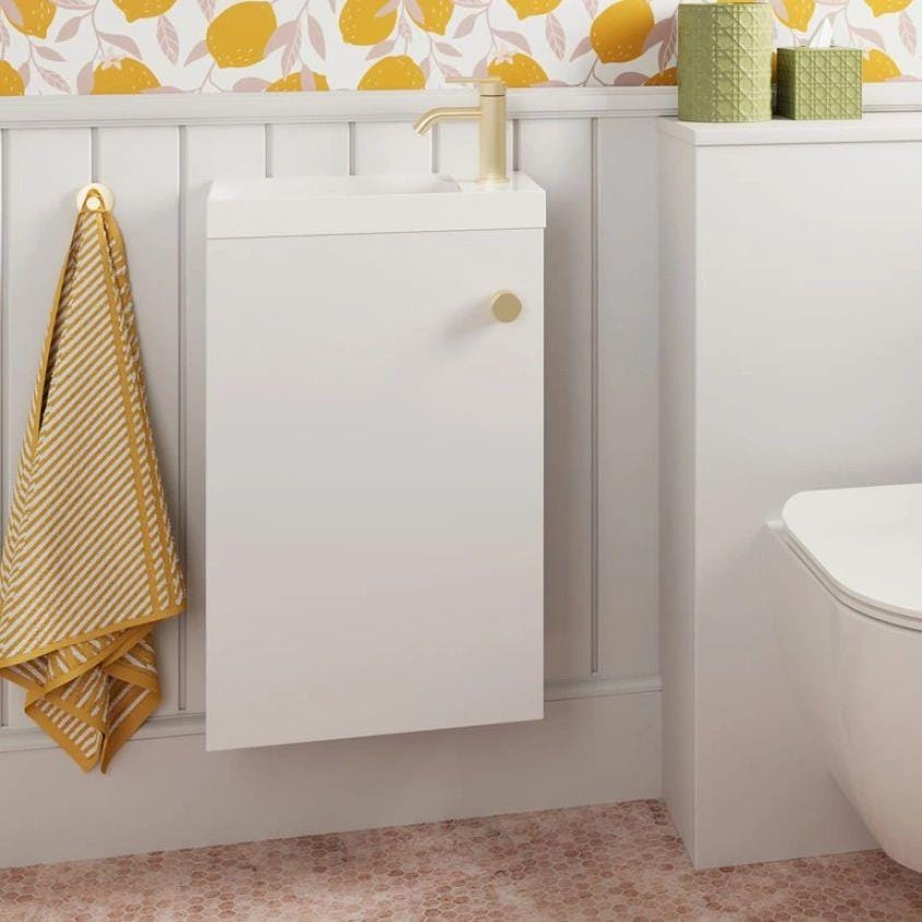 Crosswater Cloakroom Vanity Unit Crosswater Alo Cloakroom Single Door Wall Mounted 400 x 220mm Vanity Unit with Basin
