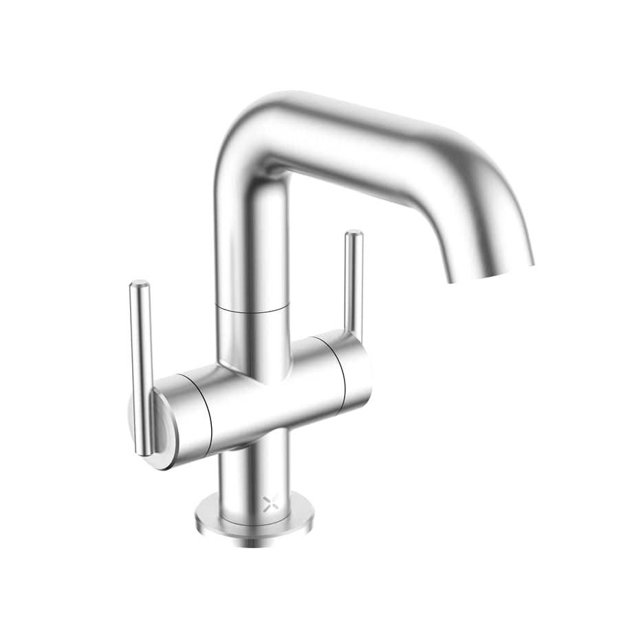 Crosswater Mono Basin Tap Stainless Steel Crosswater 3ONE6 Lever 2 Handle Basin Mixer Tap with Swivel Spout