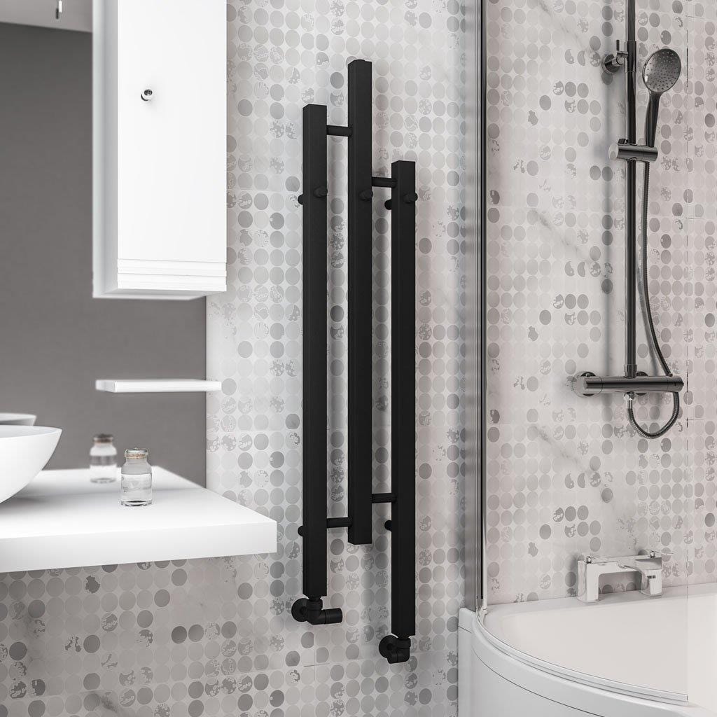 Eastbrook Designer Towel Radiator Electric Only Eastbrook Conwy Vertical Designer Radiator - 1200 x 220mm - Matt Black