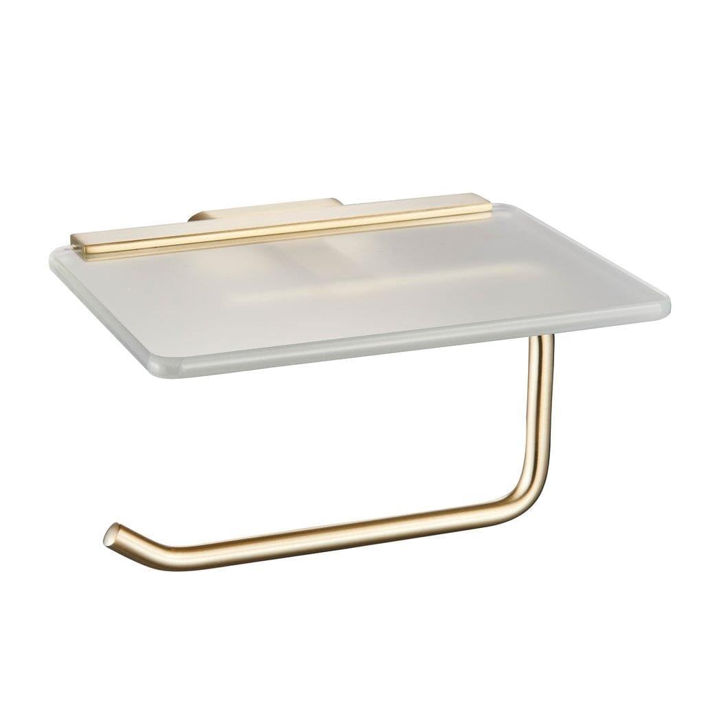 Aquarius Toilet Roll Holder Aquarius Auro Toilet Roll Holder with Glass Shelf in Brushed Brass
