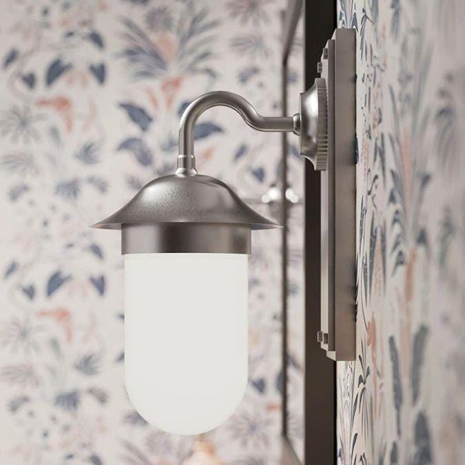 Burlington Bathroom Lighting Brushed Nickel - Frosted Glass Burlington Guild Wall Light