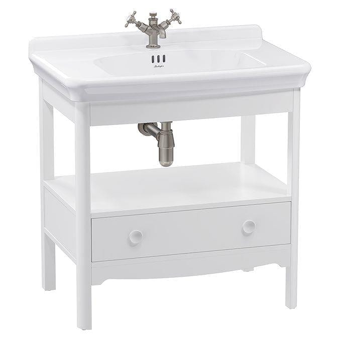 Burlington Floor Standing Vanity Unit Varley White / 3 Hole Burlington Guild Floor Standing 850mm Vanity Unit with Basin