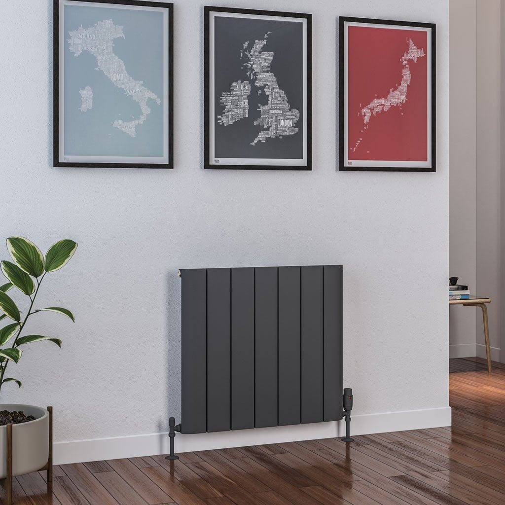 Eastbrook Panel Radiator 600 x 660 / Dual Fuel Eastbrook Peretti Straight Horizontal Aluminum Radiator in Matt Anthracite