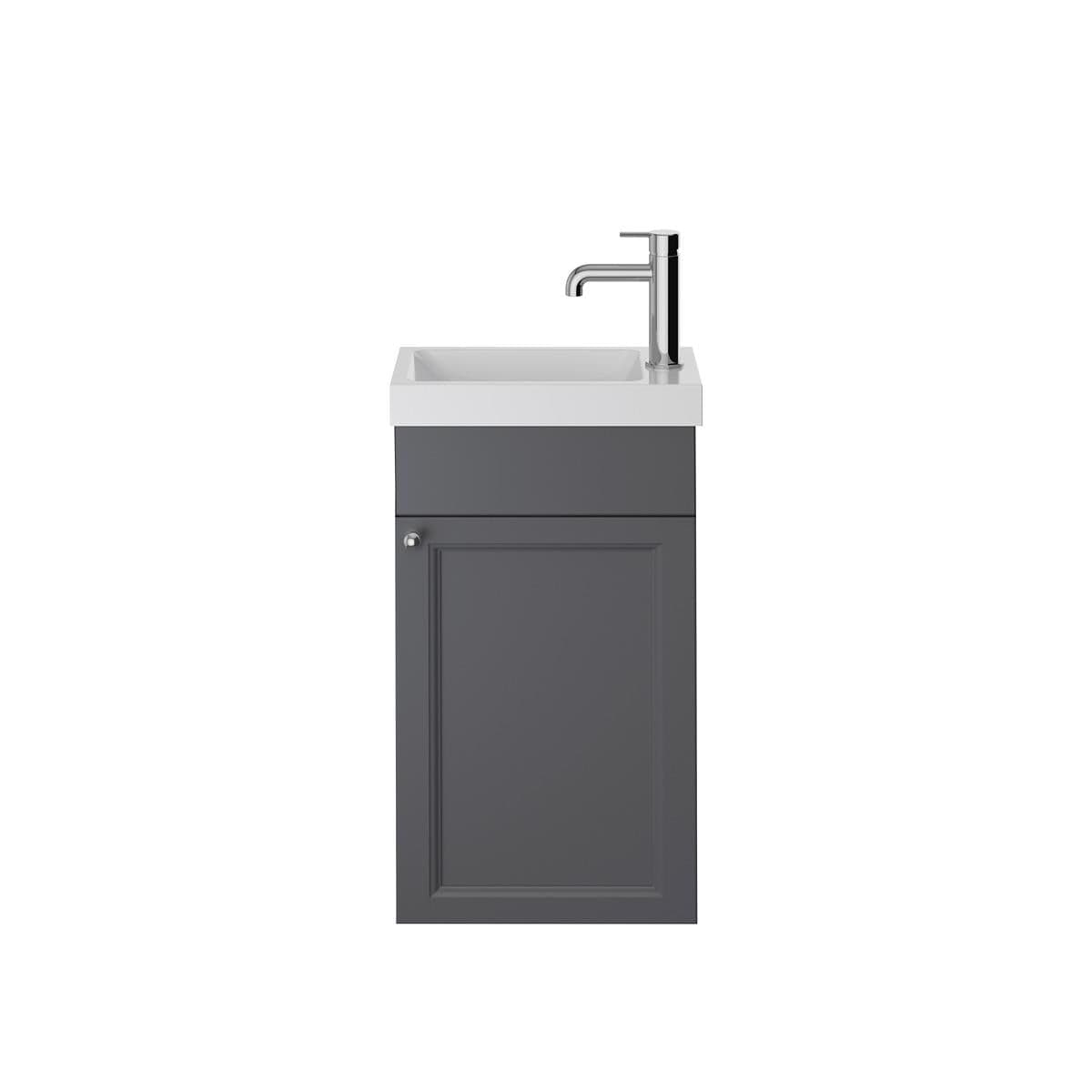 Heritage Cloakroom Vanity Unit Graphite Heritage Caversham 400mm Wall Mounted Cloakroom Unit with 1 Tap Hole Basin