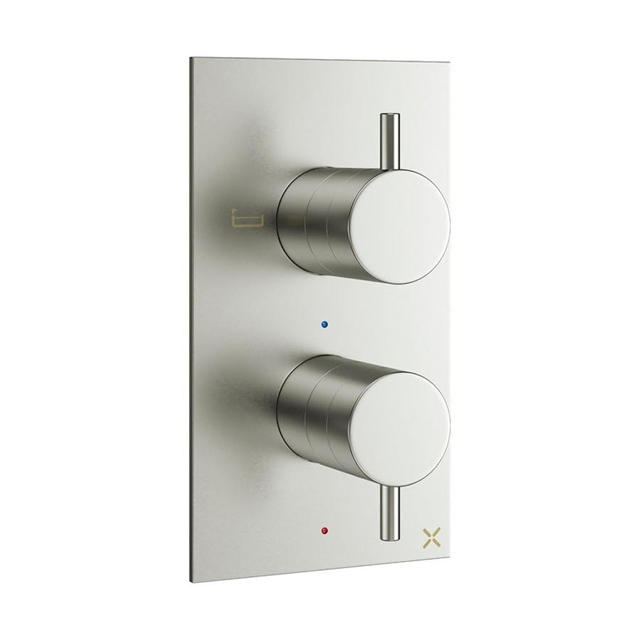 Crosswater Concealed Shower Valve Brushed Stainless Steel Effect Crosswater MPRO 2 Outlet, 2 Handle Concealed Thermostatic Shower Valve (Bath/Handset)