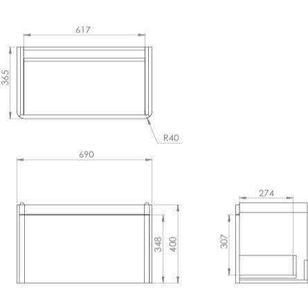 Saneux Wall Mounted Vanity Unit Saneux Hyde Vanity Unit With Basin - 700 x 370mm - One Drawer - Wall Mounted
