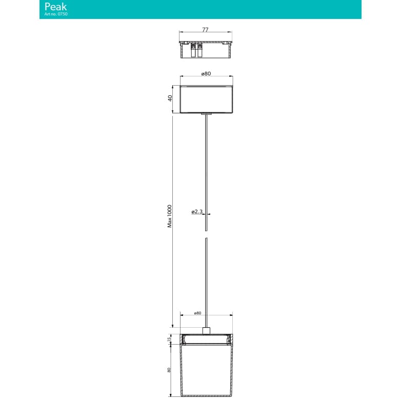 UK Bathroom Store Bathroom Lighting HiB Peak Pendant Light in Chrome