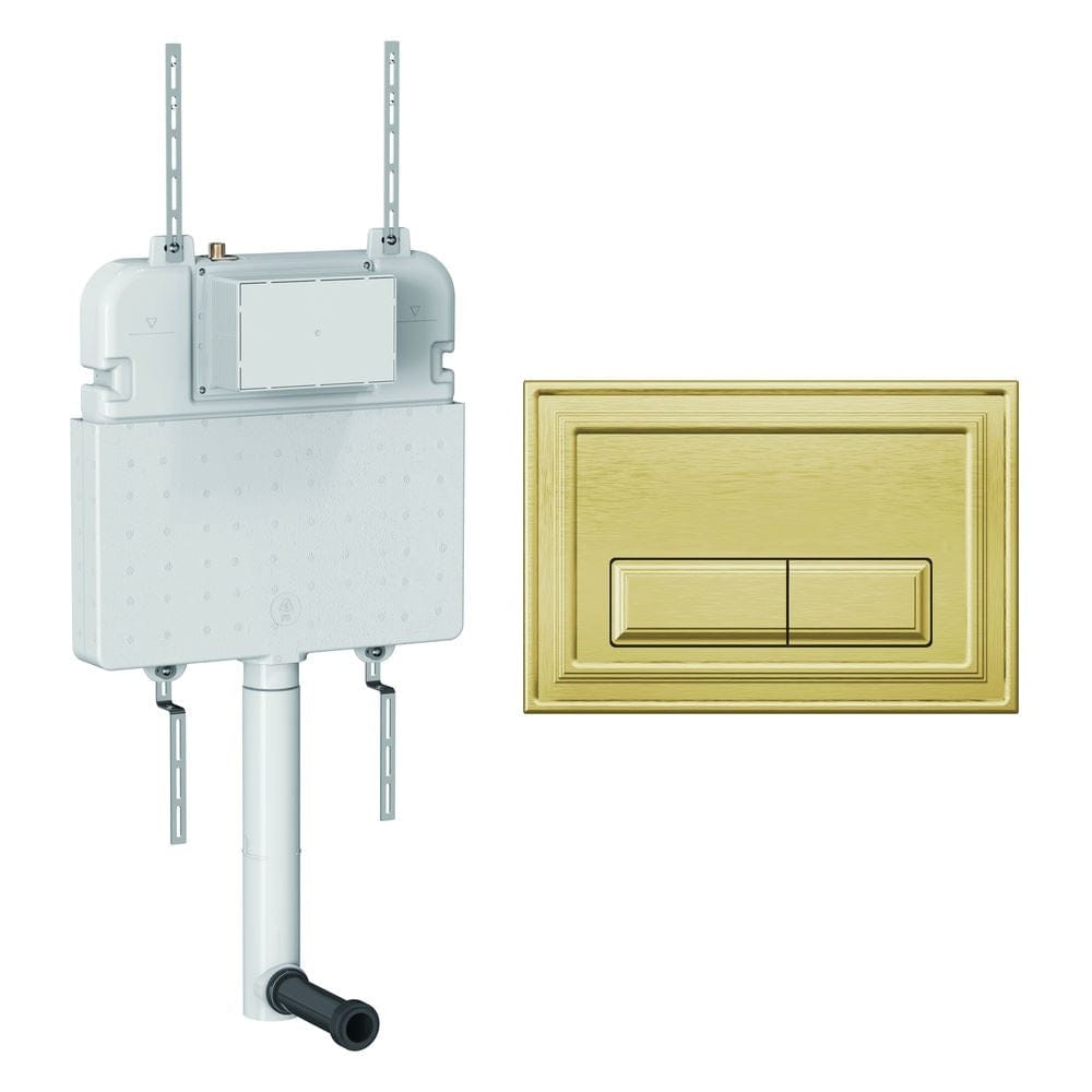 Crosswater Concealed Cistern Belgravia Plate in Brushed Brass Crosswater Dual Flush Slimline Concealed Cistern Set with Flush Plate - 508 x 80 x 550mm