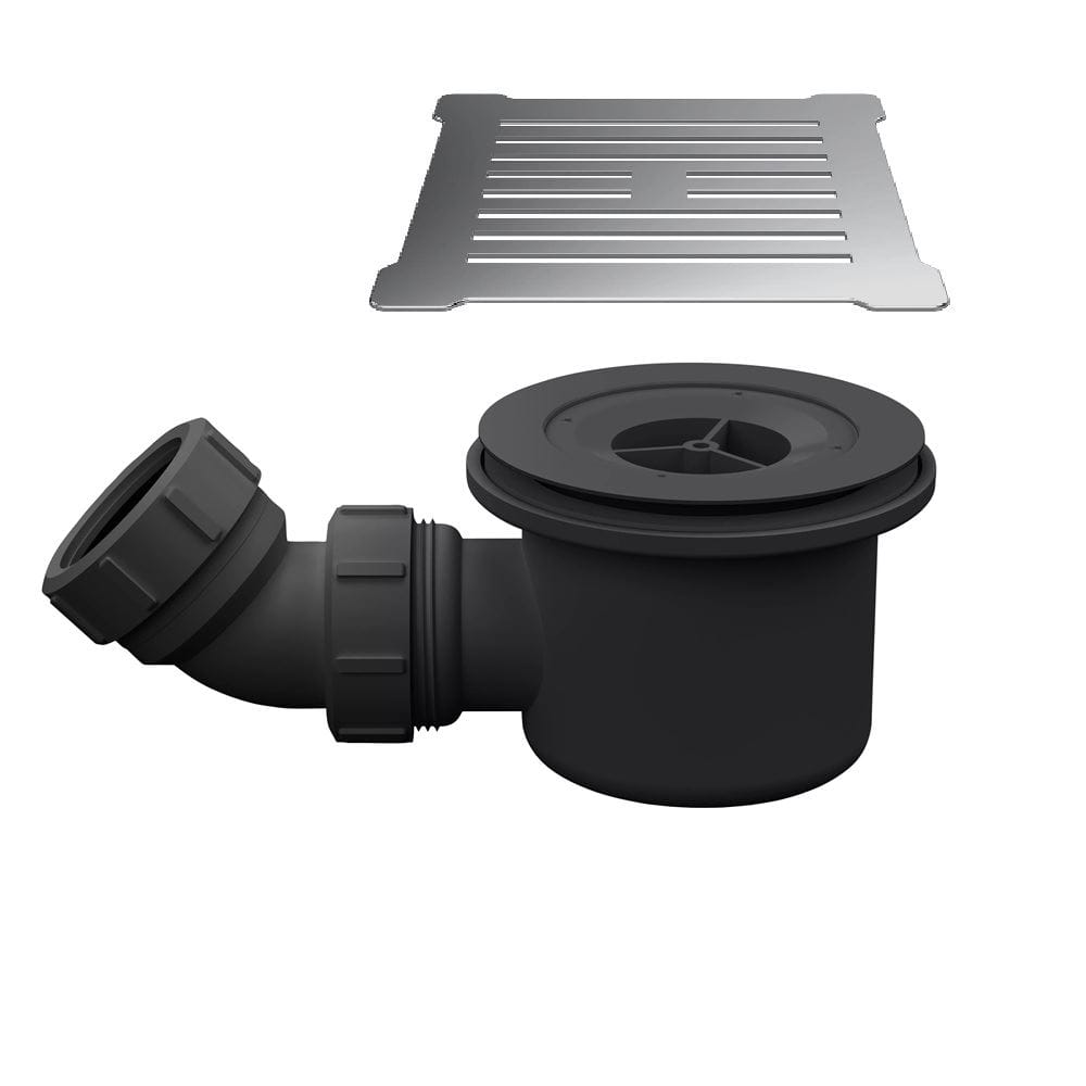 Aquarius Shower Tray Waste Chrome / Black Aquarius Urbano 90mm Shower Waste with Square Grill for 32mm Slimline Trays