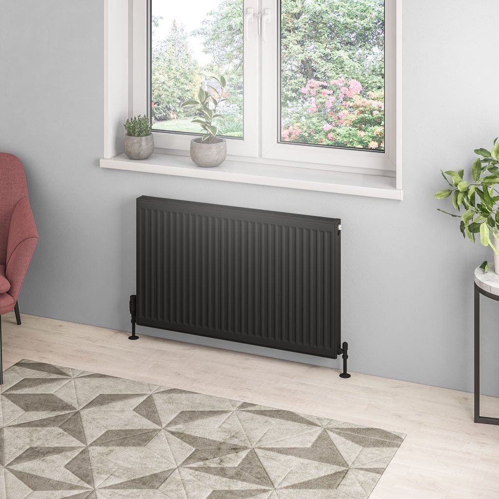 Aquarius Type 21 600 x 1000mm Aquarius Type 21 Compact Panel Radiator In Matt Black