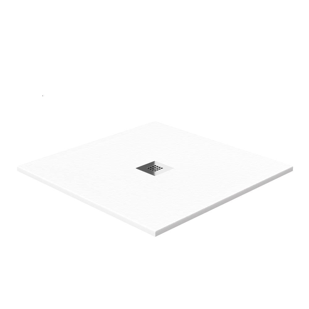 Aquarius Bathrooms Rectangle Shower Tray Aquarius Honiston Mineral Composite Slate Effect Shower Tray in Arctic White