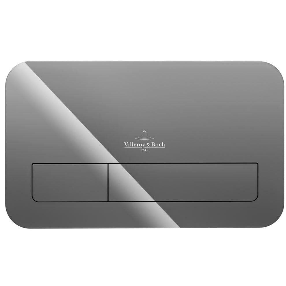 Villeroy and Boch Flush Plate Glossy Grey Villeroy & Boch ViConnect 200G Glass Toilet Flush Plate
