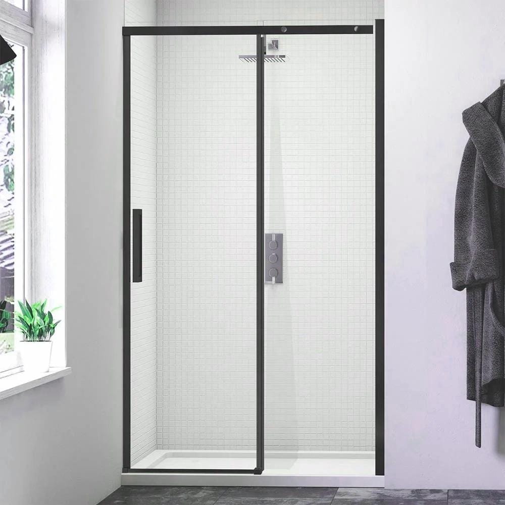 Merlyn Sliding Shower Door Matt Black / 1400mm Merlyn Ionic Frameless Sliding Shower Door