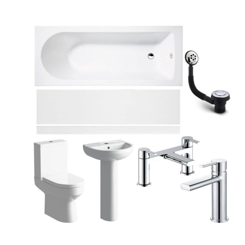 Aquarius Complete Bathroom Suite Chrome Aquarius Urbano Complete Premium Bath Suite (with Single Ended 1700mm Bath)