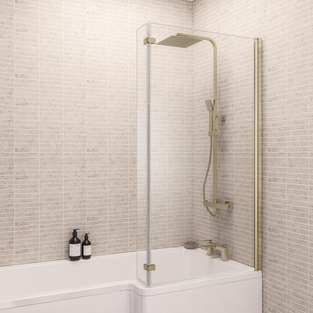 Eastbrook Bath Screen Brushed Brass / Right Handed Eastbrook L Shaped Bath Screen