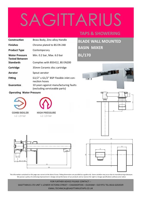 Sagittarius Wall Mounted Basin Tap Sagittarius Blade Wall Mounted Basin Mixer Tap in Chrome