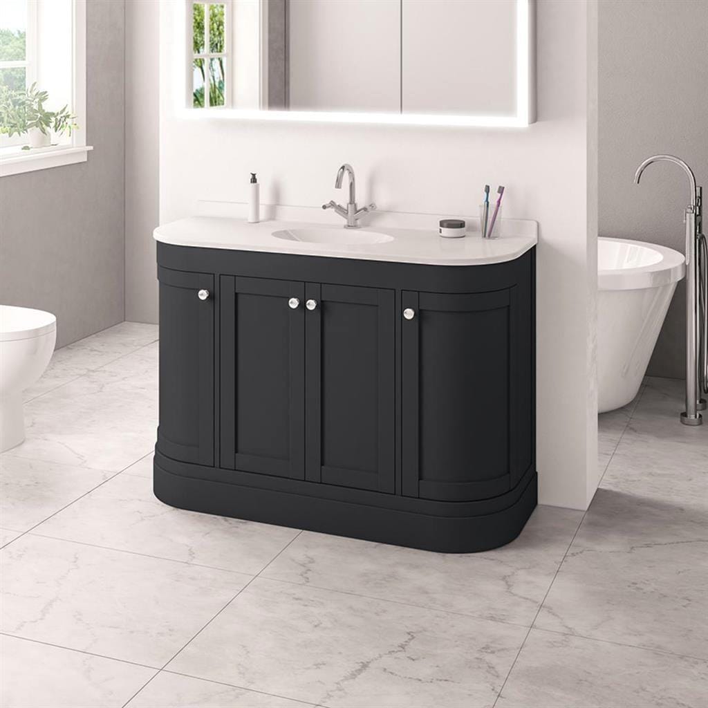 Eastbrook Floor Standing Vanity Unit Matt Anthracite / White Quartz Eastbrook Hardwick Traditional 1200mm Floor Standing Vanity Unit with Single Basin