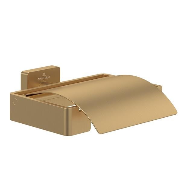 Villeroy & Boch Toilet Roll Holder Brushed Gold Villeroy & Boch Elements Striking Toilet Roll Holder With Cover