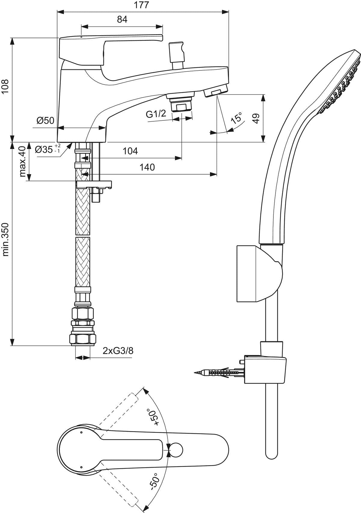 Ideal Standard Bath Shower Mixer Ideal Standard Calista Single Lever Bath Shower Mixer Tap in Chrome