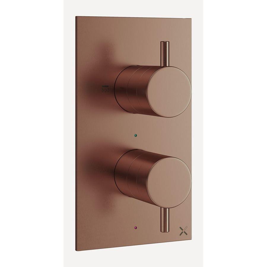 Crosswater Concealed Shower Valve Brushed Bronze Crosswater MPRO 2 Outlet, 2 Handles Concealed Thermostatic Shower Valve (Shower/Handset)