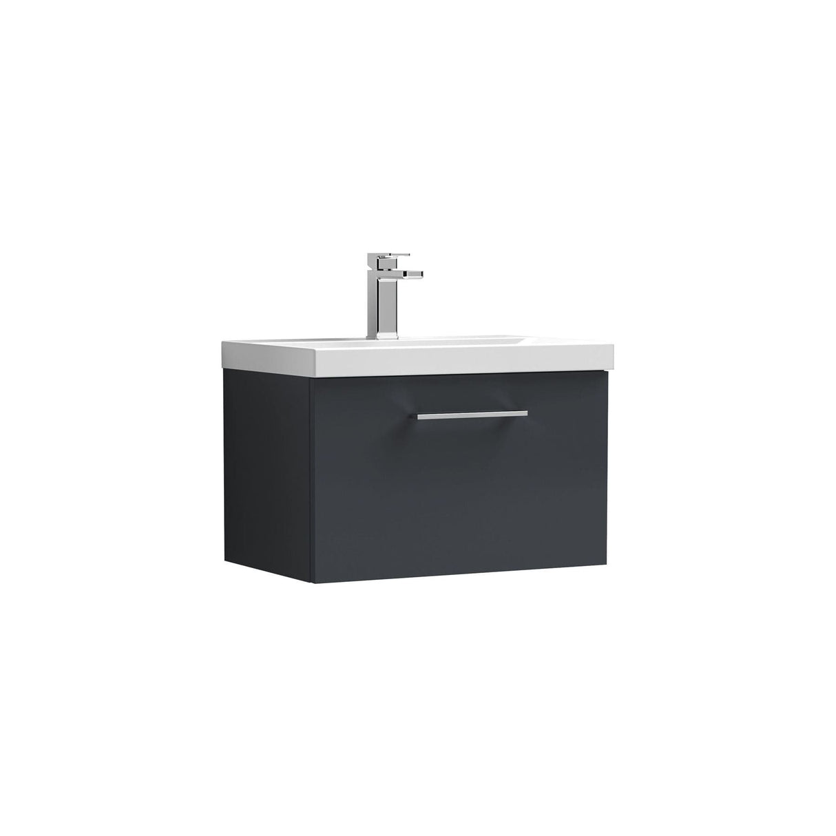 Aquarius Bathrooms Wall Mounted Vanity Unit Aquarius Brisbane 600mm Wall Hung 1 Drawer Vanity Unit with 1 Tap Hole Mid Edge Basin